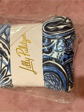 Lilly Pulitzer Navy and White Paisley Blanket